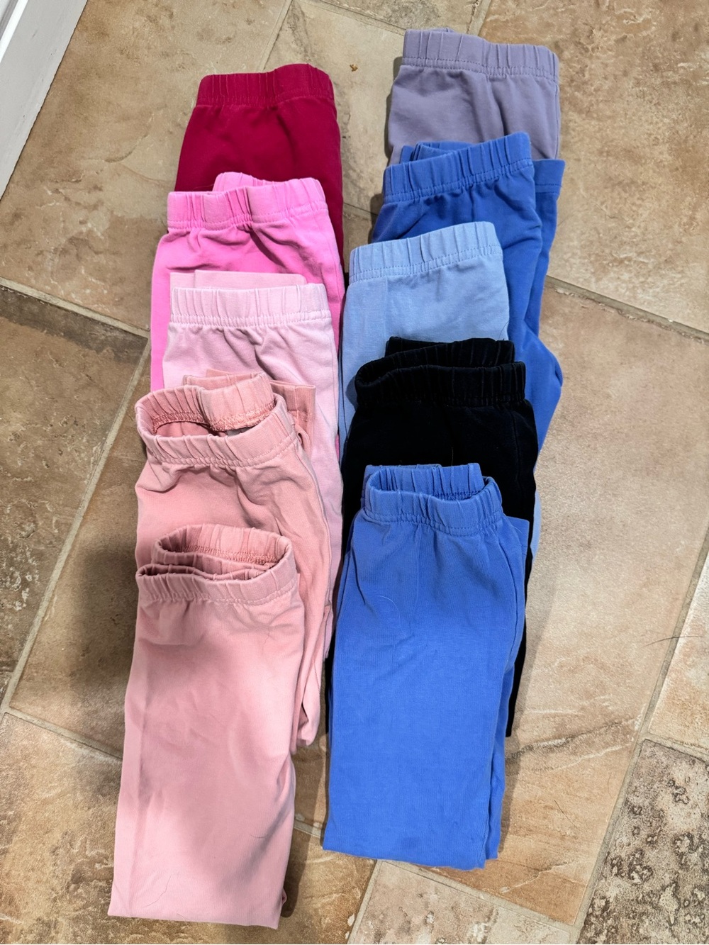 Kids Stretch Cotton Leggings - Assorted Pink & Blue Colors